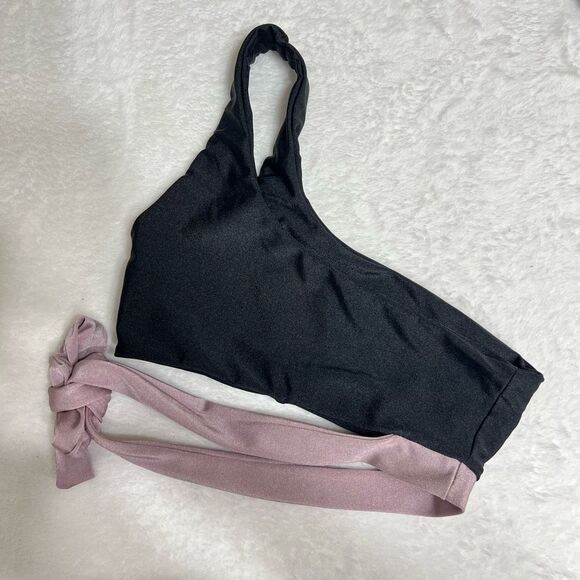 Lovers & Friends Black Retro Swim Top XS One Shoulder - Picture 3 of 5